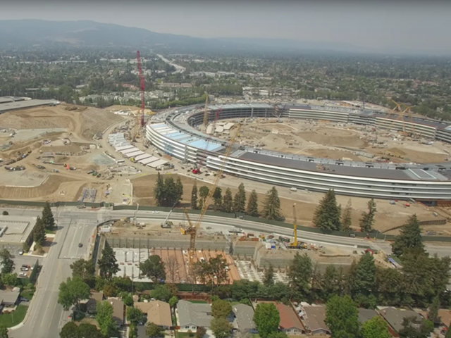 蘋果“太空船”園區(qū)屋頂安裝太陽(yáng)能電池板 禮堂接近完工