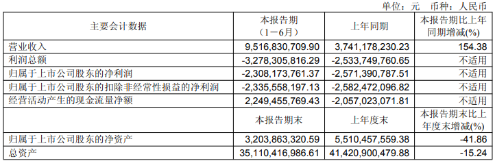 北汽藍谷上半年主要會計數據 北汽藍谷上半年主要會計數據