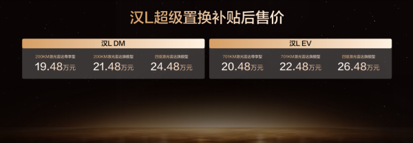 與時代進取者同行!比亞迪漢L唐L補貼后19.48萬元 與時代進取者同行!比亞迪漢L唐L補貼后19.48萬元