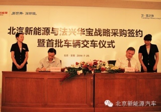 北汽新能源與法興華寶簽訂采購協議 探索租賃市場