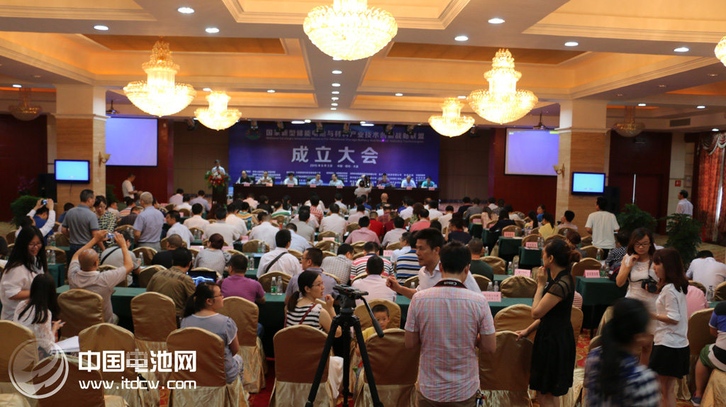 電子科大能源科學與工程學院副院長吳孟強、電子科大資產管理公司總經理、四川經信委創新處副處長丁銳、張樹人先后發了言，縣委書記蔣喻新，科技部中國技術市場協會常務理事、副秘書長孫小林共同為國家新型儲能電池與材料產業技術創新戰略聯盟揭牌。