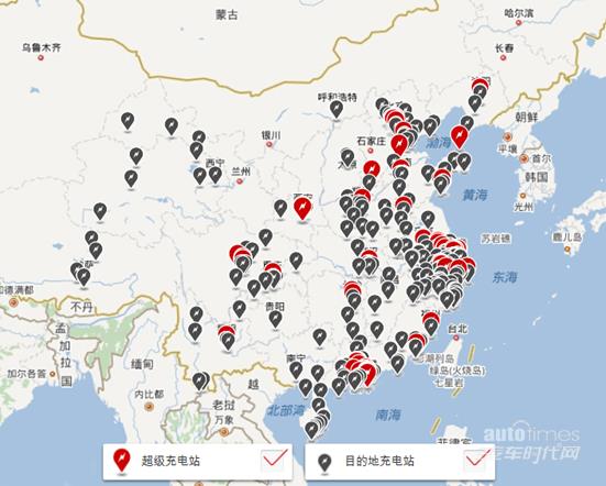 特斯拉2015年超級充電網建設規劃 重點投放七站點 特斯拉2015年超級充電網建設規劃 重點投放七站點