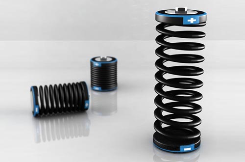 創意彈簧電池：可兩節串聯放入一節電池倉內增加電量