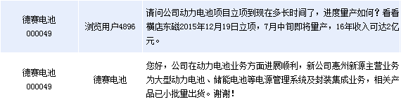 德賽電池：動力電池產品已小批量出貨