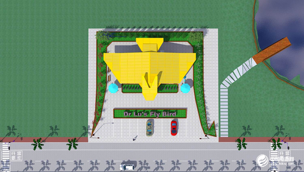 圖二，主建築結(jié)合景觀、設(shè)計(jì)巧妙構(gòu)成一個(gè)「風(fēng)」字，且風(fēng)是紙鳶與黑鳶的飛行動(dòng)力來(lái)源。