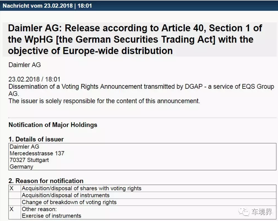 重磅！戴姆勒集團發(fā)布公告證實吉利成為其最大股東！