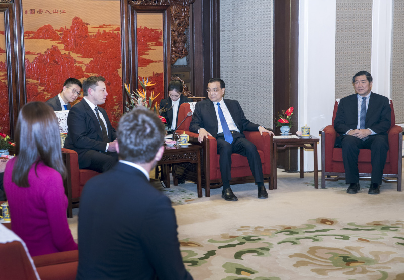 李克強(qiáng)在中南海會(huì)見美國特斯拉CEO馬斯克