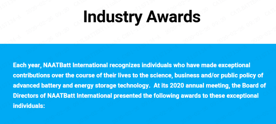寧德時代曾毓群獲美國國家先進技術(shù)電池聯(lián)盟終身成就獎