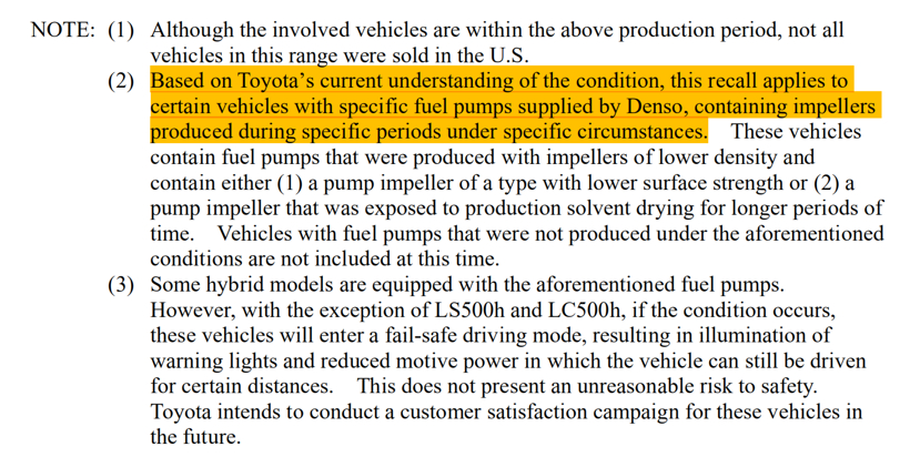 日系車齊陷燃油泵故障 電動車自燃或引發(fā)新一輪召回潮