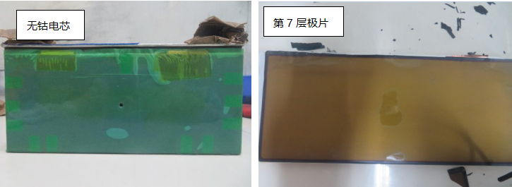 蜂巢無鈷電池針刺后結(jié)果展示