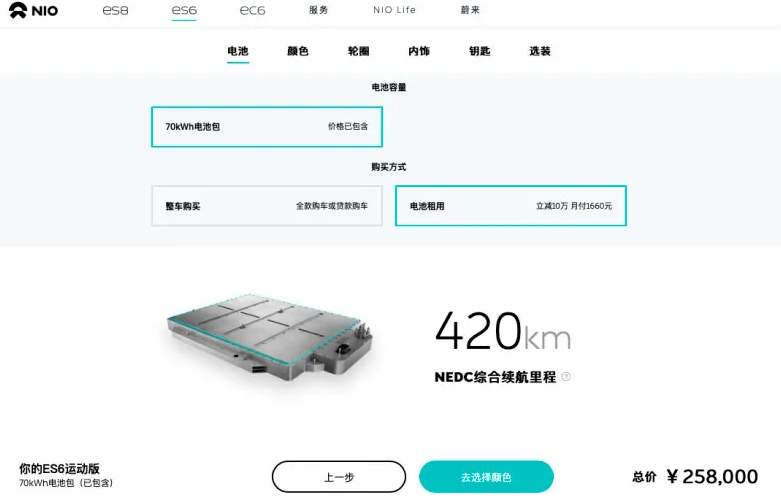 蔚來(lái)汽車原電池租用方案