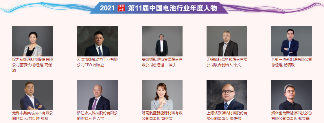 第11屆中國電池行業(yè)年度人物