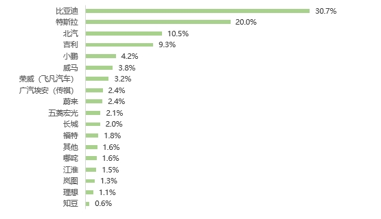 受訪者日常使用的主要新能源汽車品牌