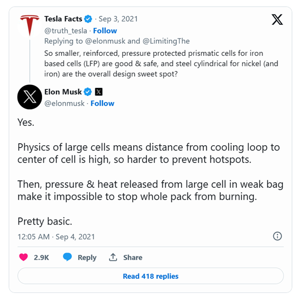 馬斯克在推特“商戰(zhàn)”以熱失控問(wèn)題為由堅(jiān)決抨擊應(yīng)用大軟包單體電芯 馬斯克在推特“商戰(zhàn)”以熱失控問(wèn)題為由堅(jiān)決抨擊應(yīng)用大軟包單體電芯